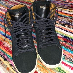 Saint Laurent High Top Leather Sneakers